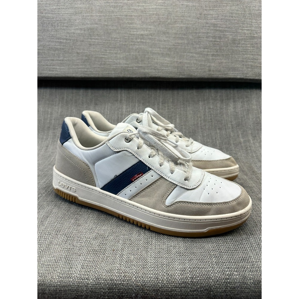 Levi's Drive Lo Men 12 Sneaker White Indigo Leather Low Top Lace Up Casual Shoes